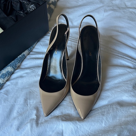 Saint Laurent Nude Slingback Heels size 38 - Picture 1 of 8